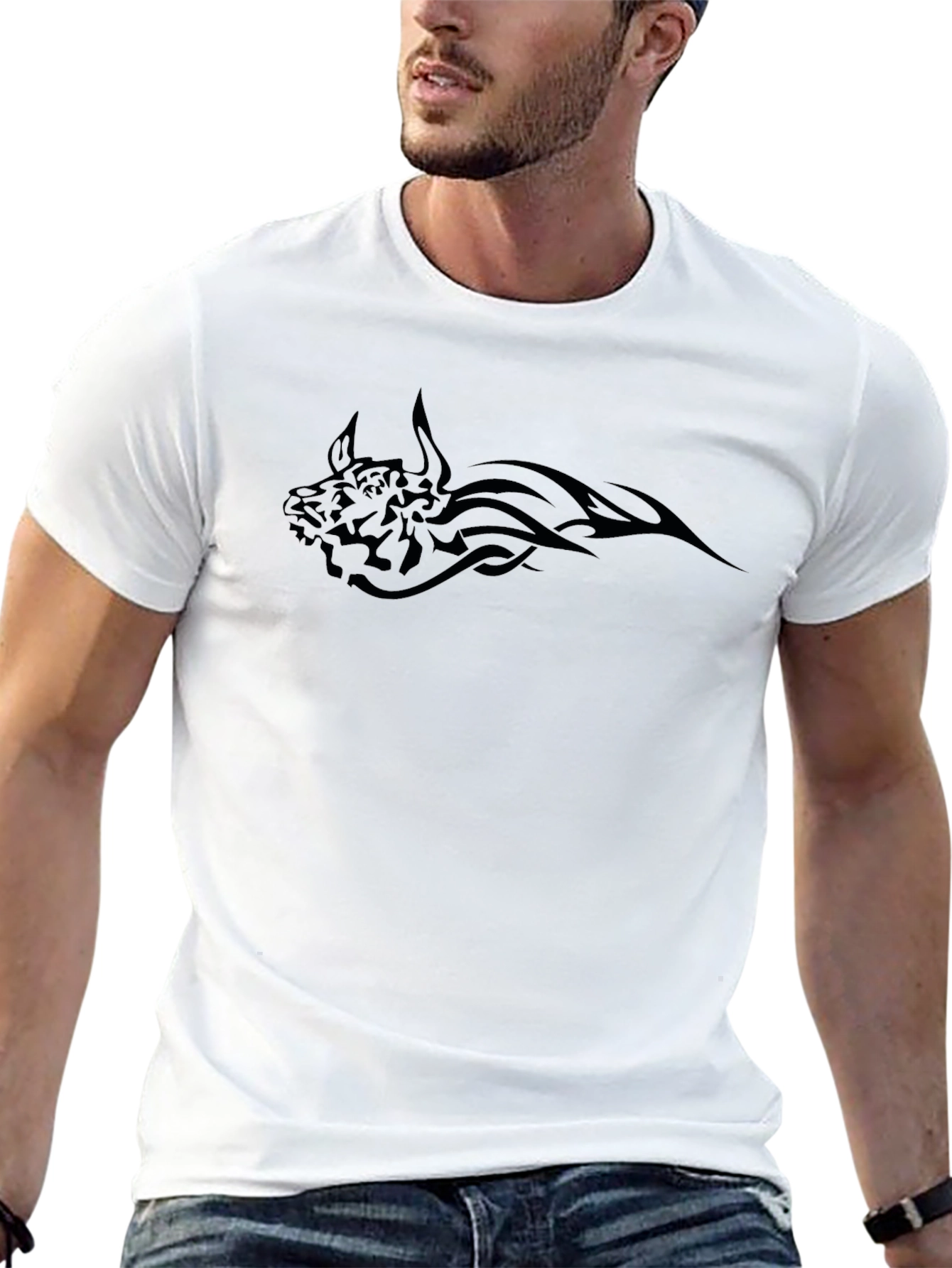 Tribal Bull Graphic Black T-Shirt