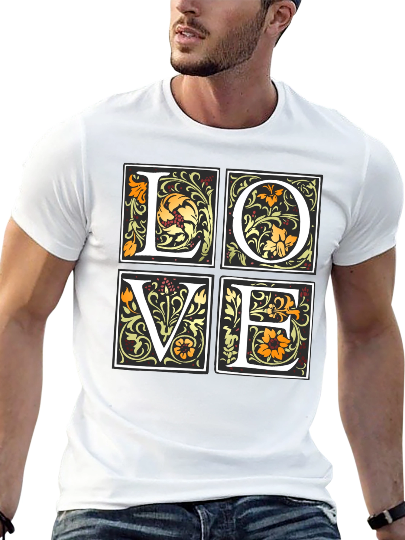 Floral LOVE Graphic T-Shirt - Stylish Unisex Tee