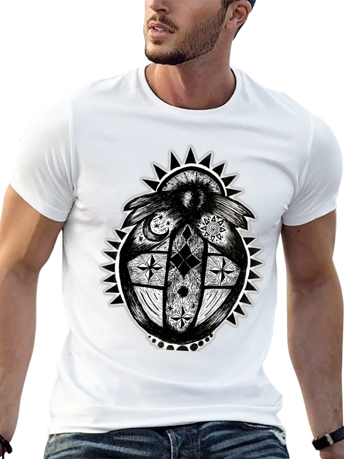 Unique Graphic Print Black T-Shirt