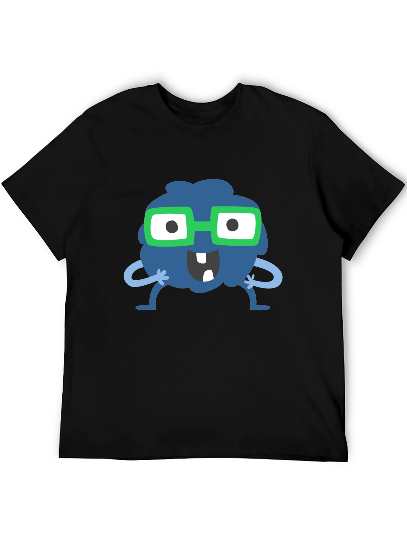 Funny Cartoon Monster Graphic Tee - Black