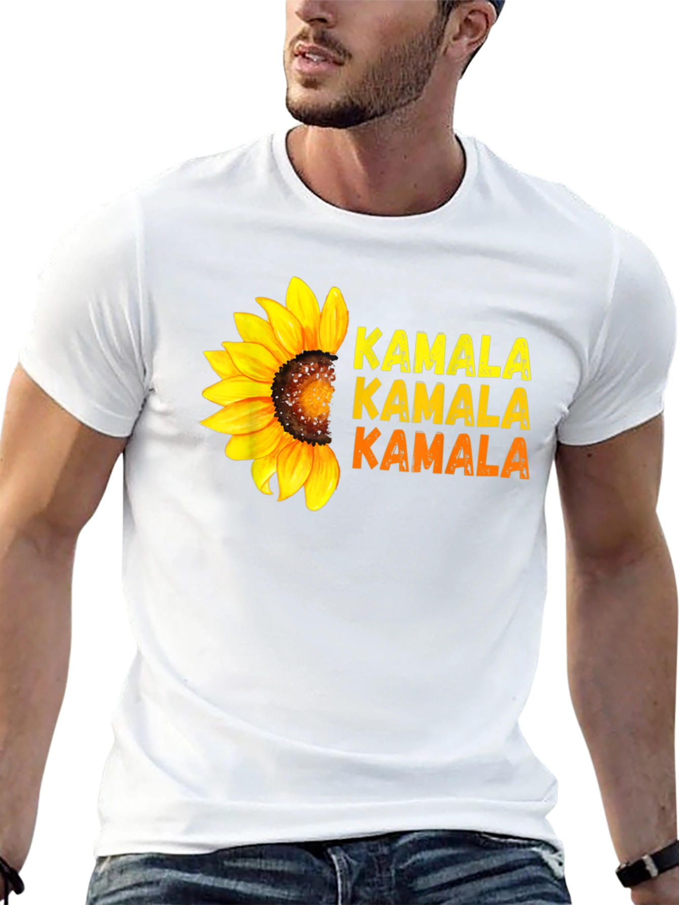 Kamala Sunflower Graphic Tee - Black Cotton Shirt