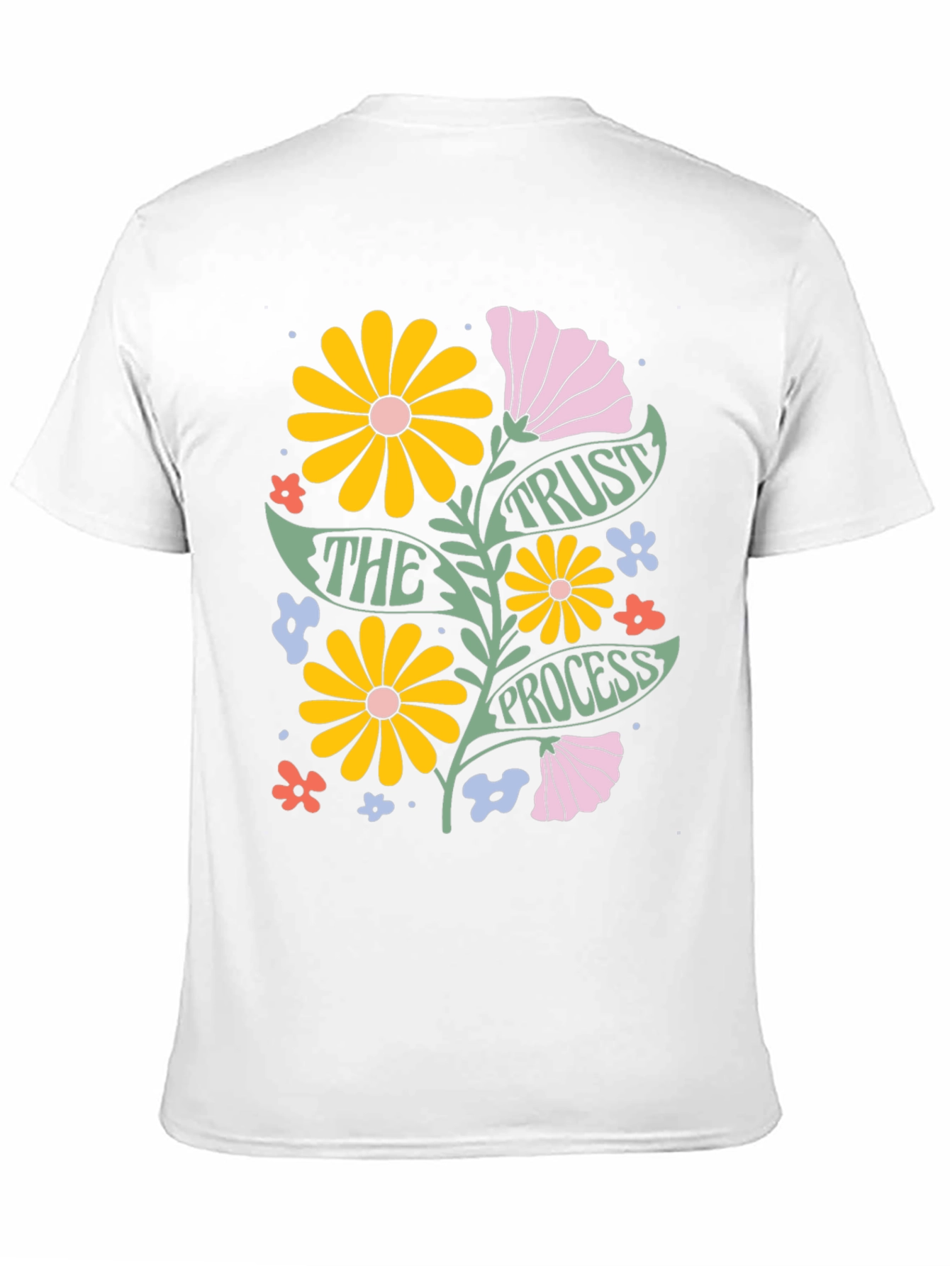 Trust The Process Floral Graphic Tee - Black