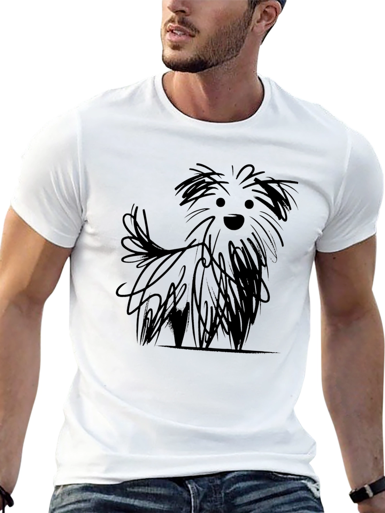 Dog Sketch Mens Black T-Shirt