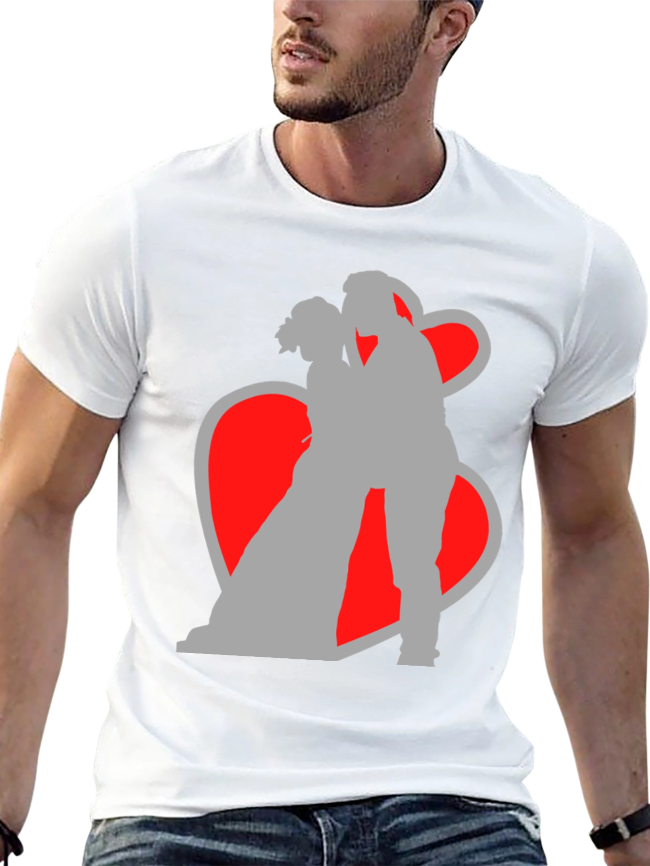Romantic Couple Silhouette Graphic T-Shirt