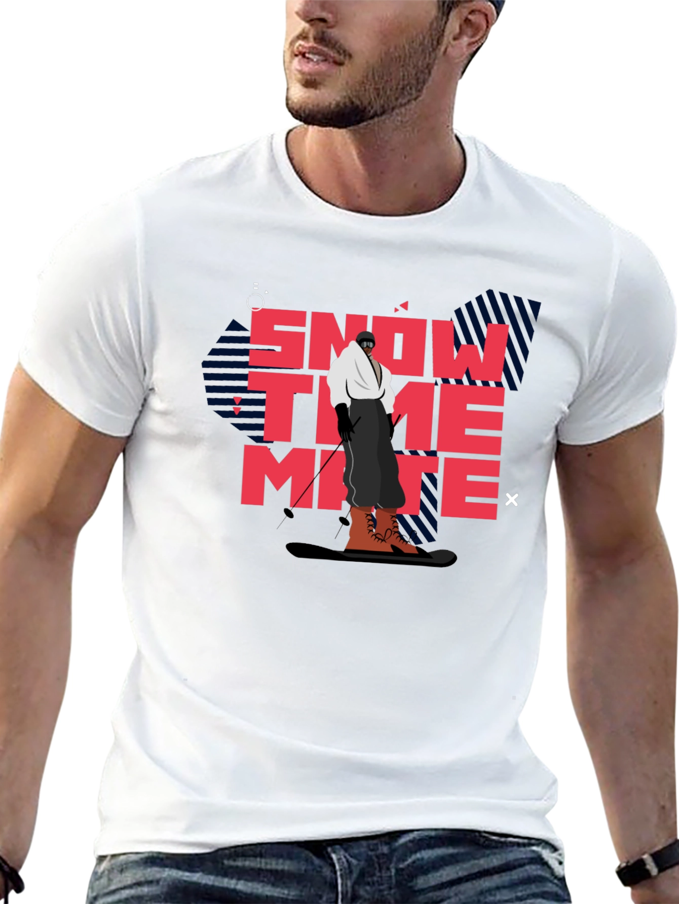Snow Time Mate T-Shirt Black Cotton Skiing Graphic Tee