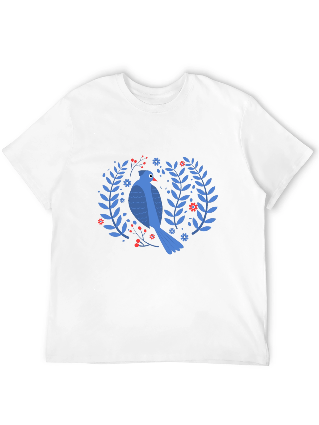 Bird & Floral Wreath Black T-Shirt
