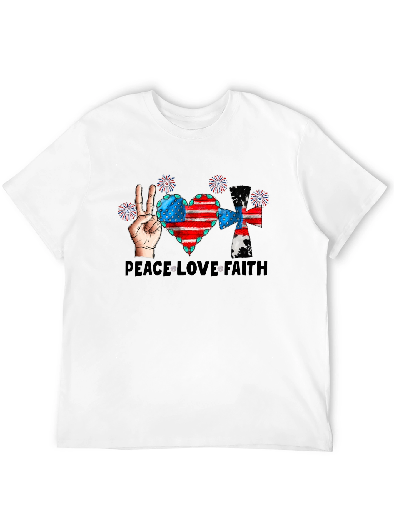 Patriotic Peace Love Faith Graphic Tee