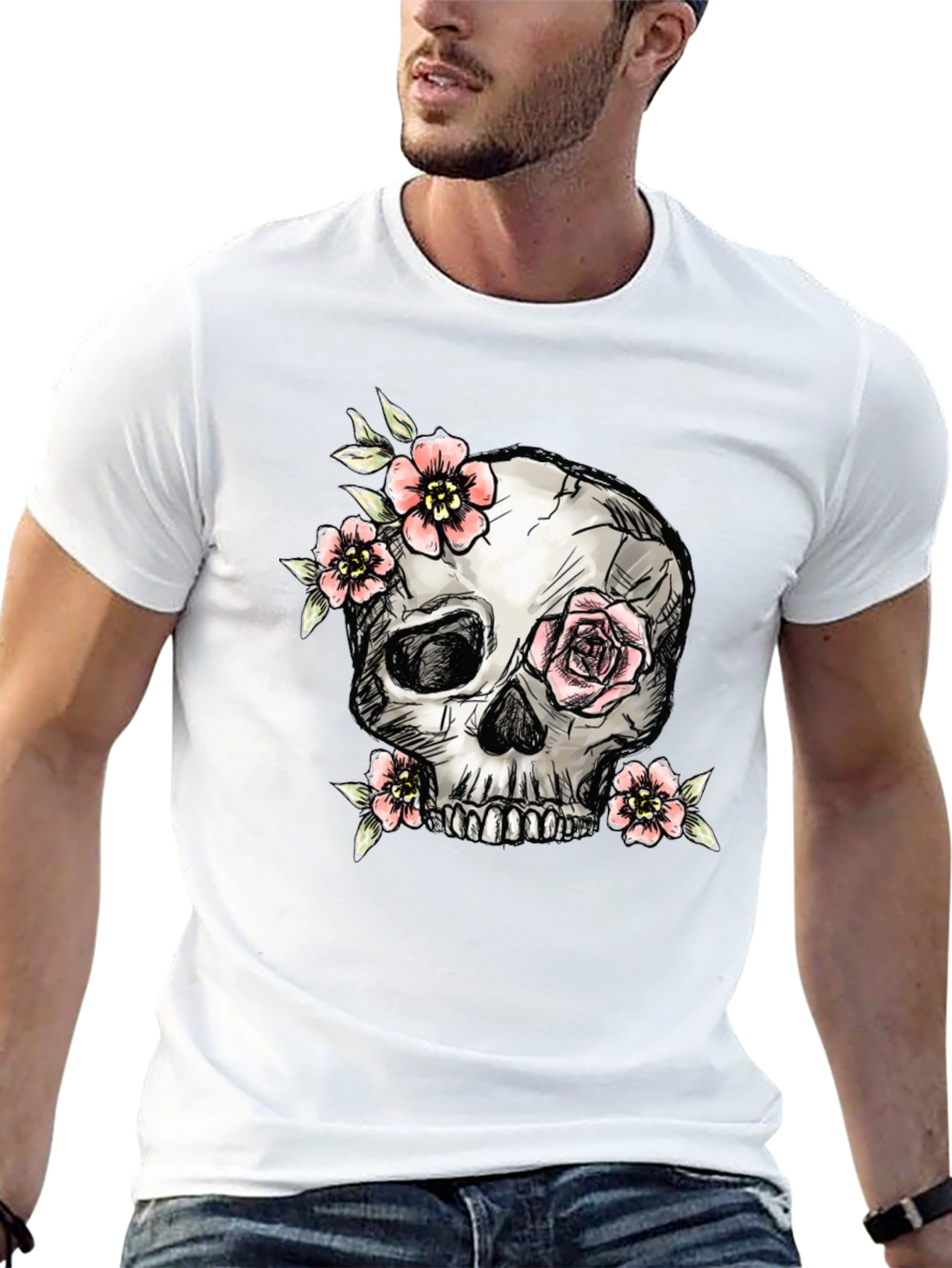 Skull & Floral T-Shirt - Graphic Tee