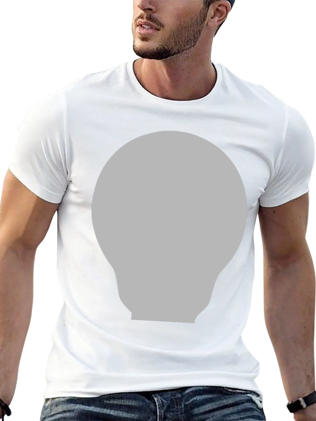 Gray Lightbulb Graphic Black T-Shirt