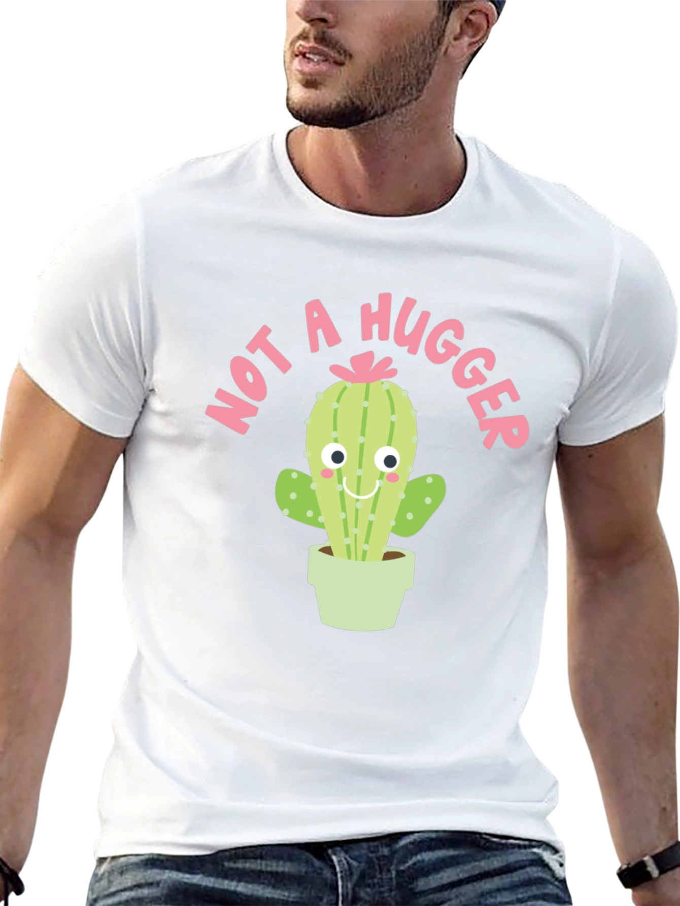 Not A Hugger Cactus Graphic T-Shirt