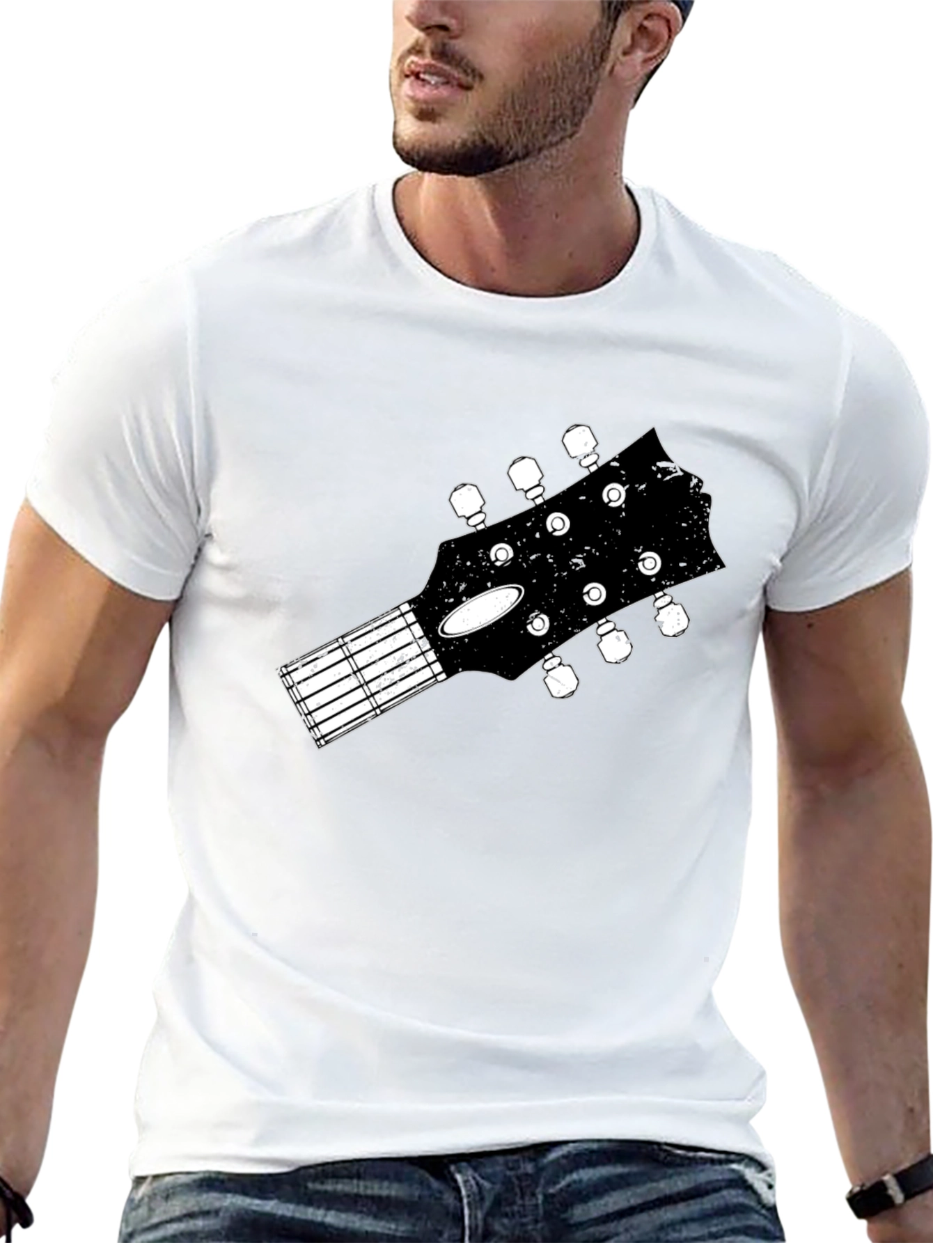 Guitar Headstock Graphic Tee - Black