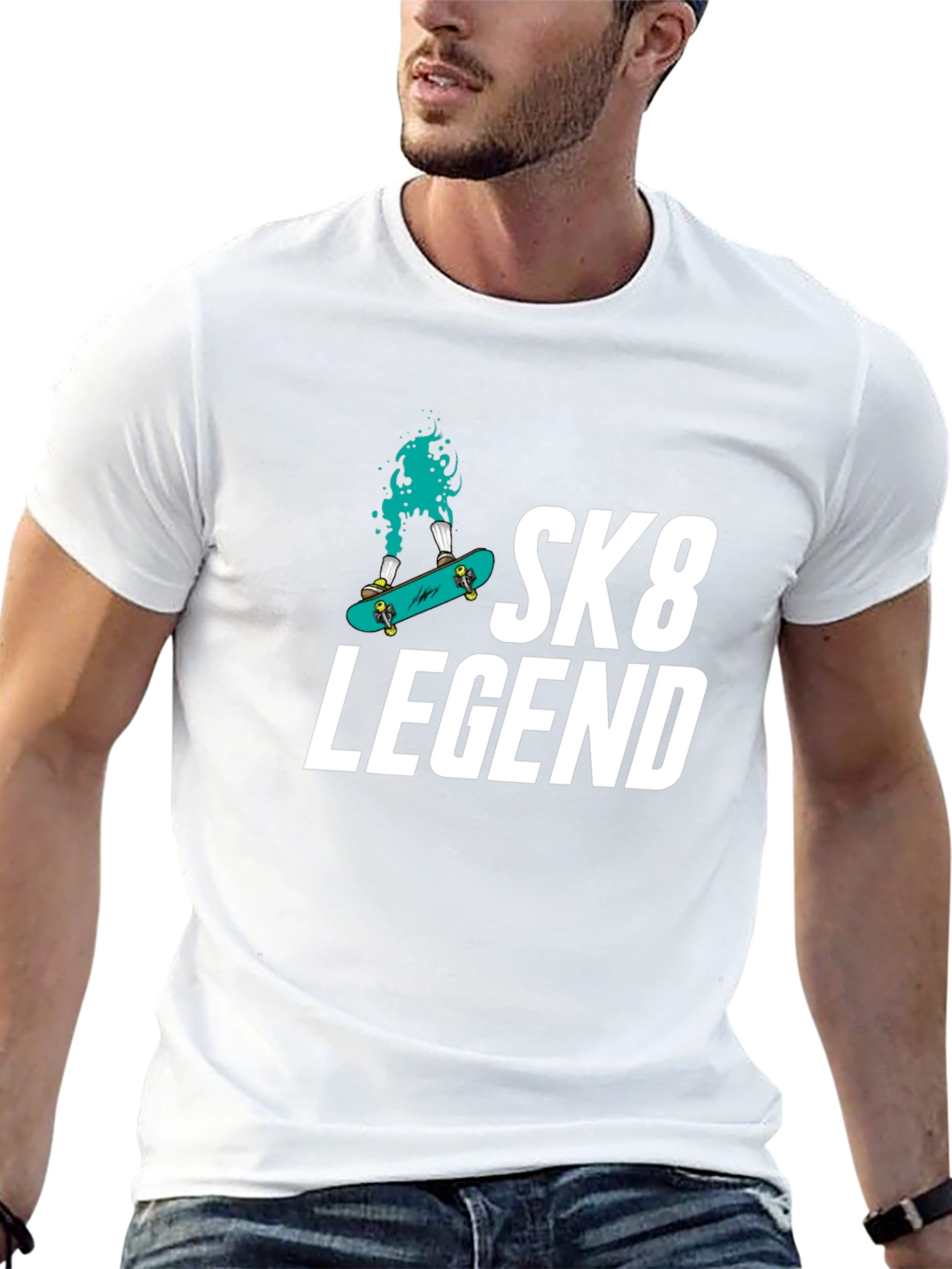 Sk8 Legend Graphic Tee - Black Cotton Blend T-Shirt