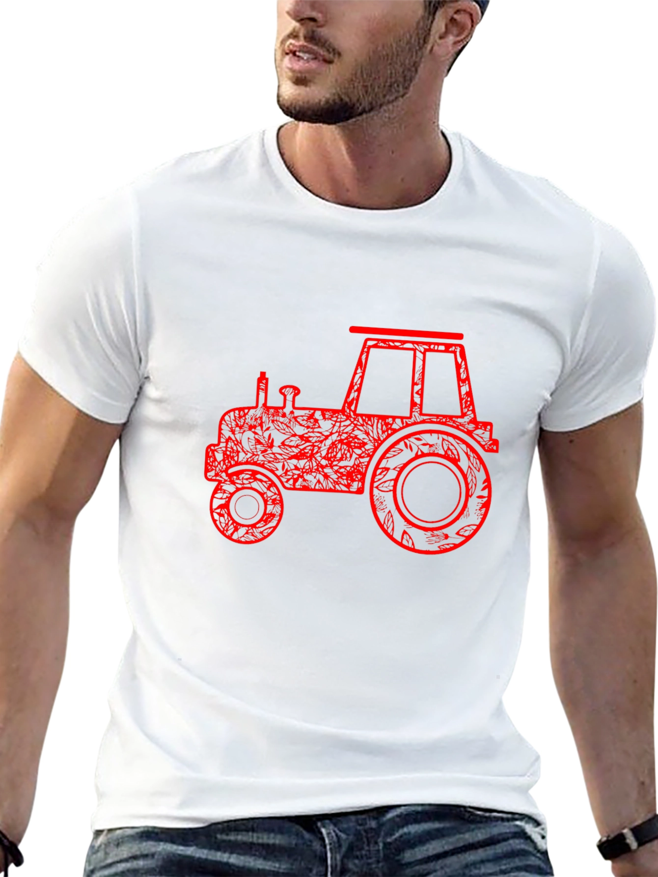 Red Tractor Graphic Black T-Shirt