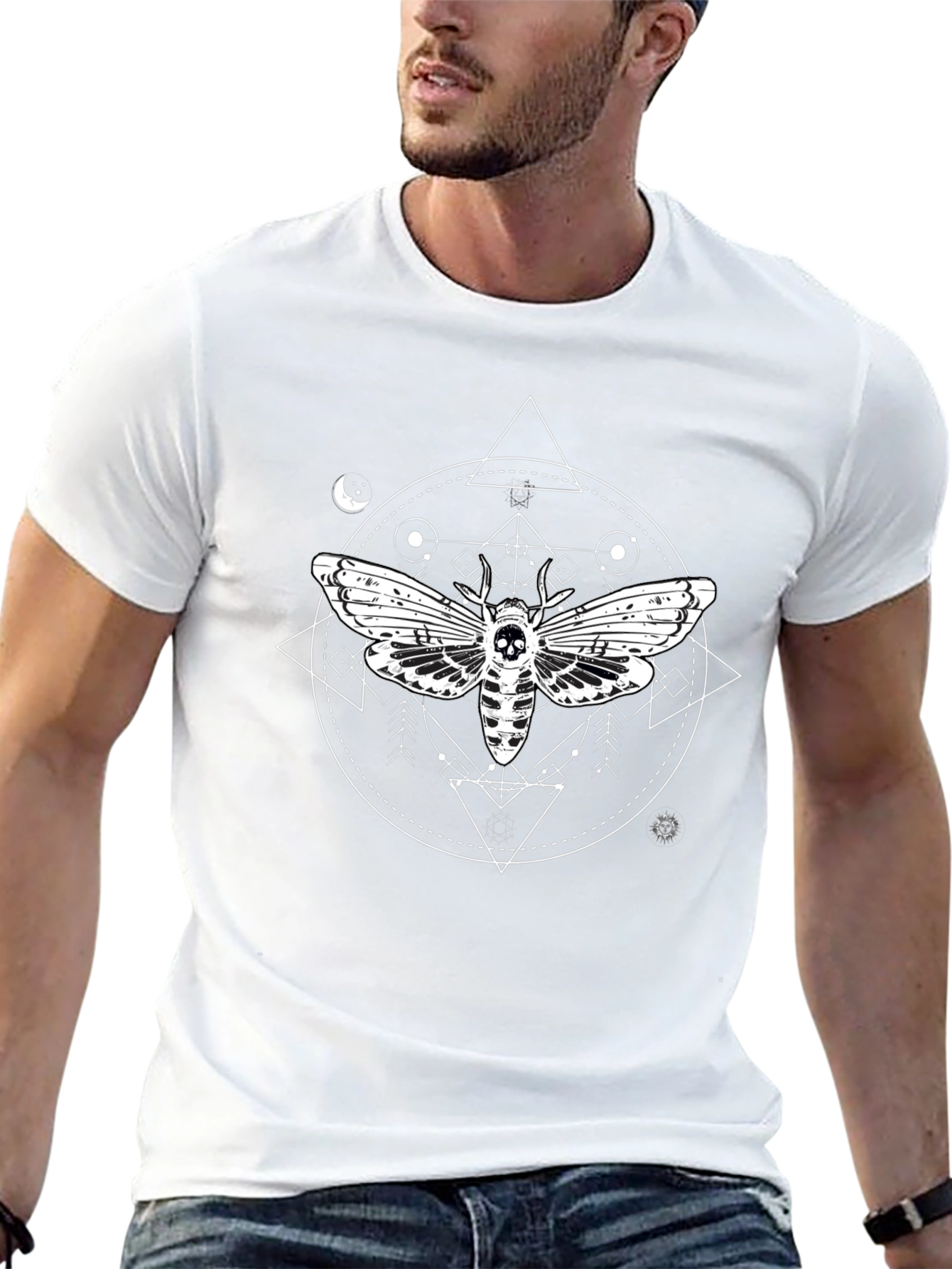 Moth Skull Graphic T-Shirt - Unique Gothic Design