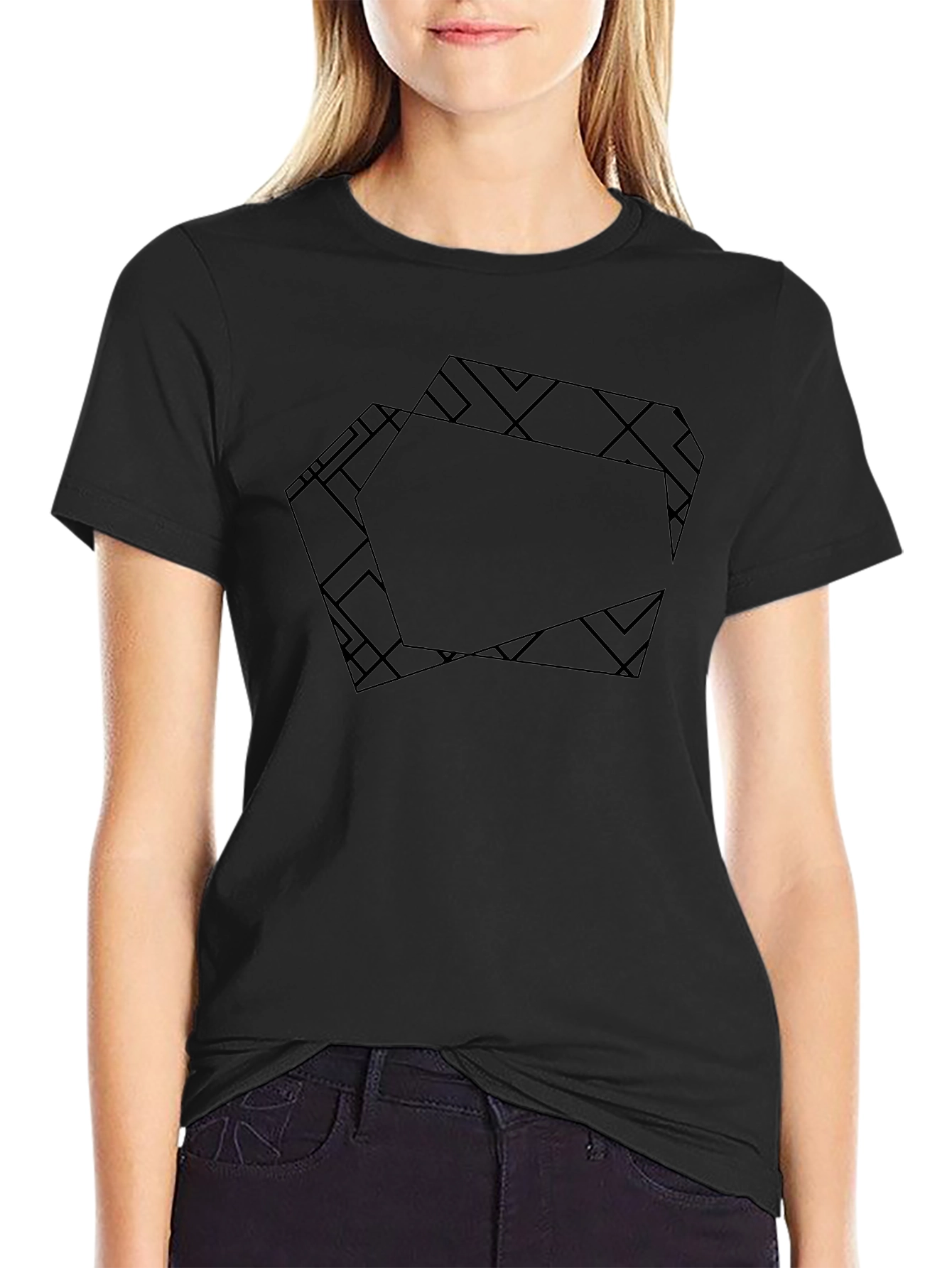 Geometric Pattern Black T-Shirt
