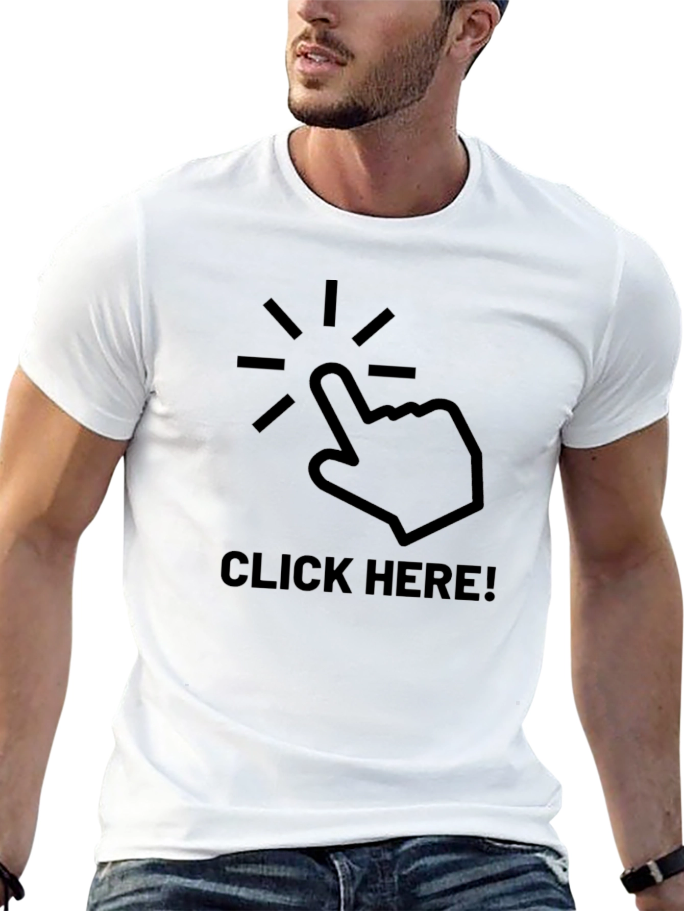 Click Here Graphic T-Shirt - Trendy Unisex Tee
