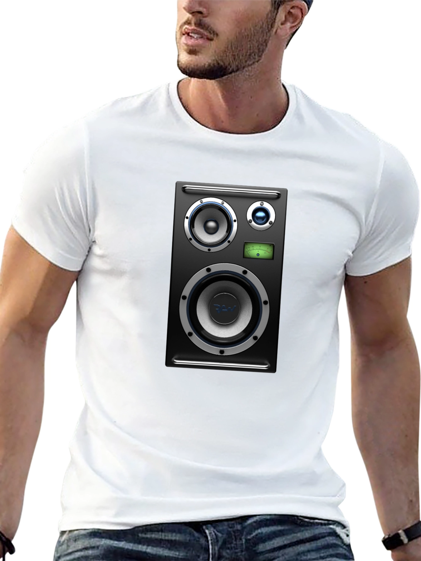 Speaker Graphic Tee - Black Cotton T-Shirt