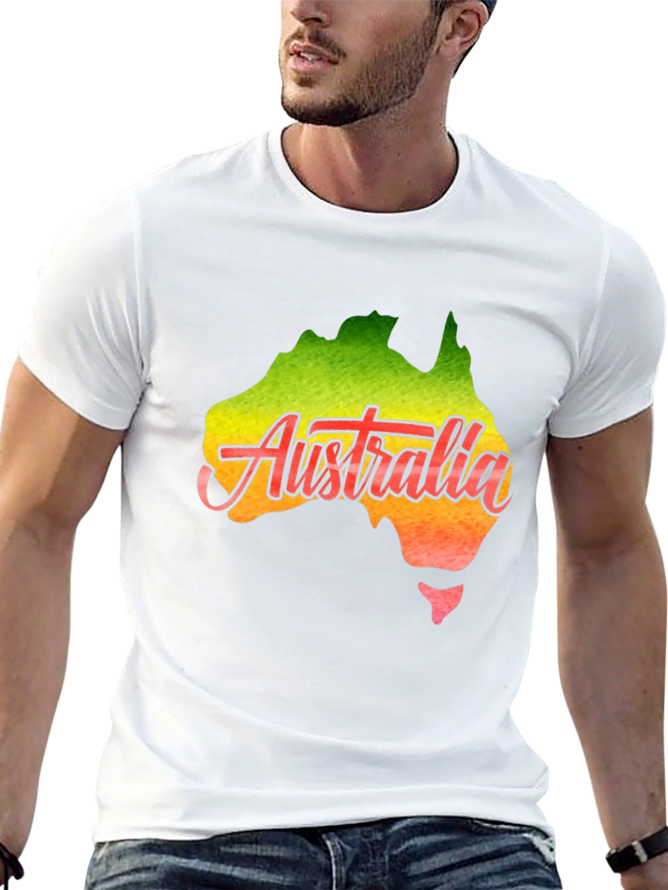Australia Map T-Shirt - Black Cotton Graphic Tee