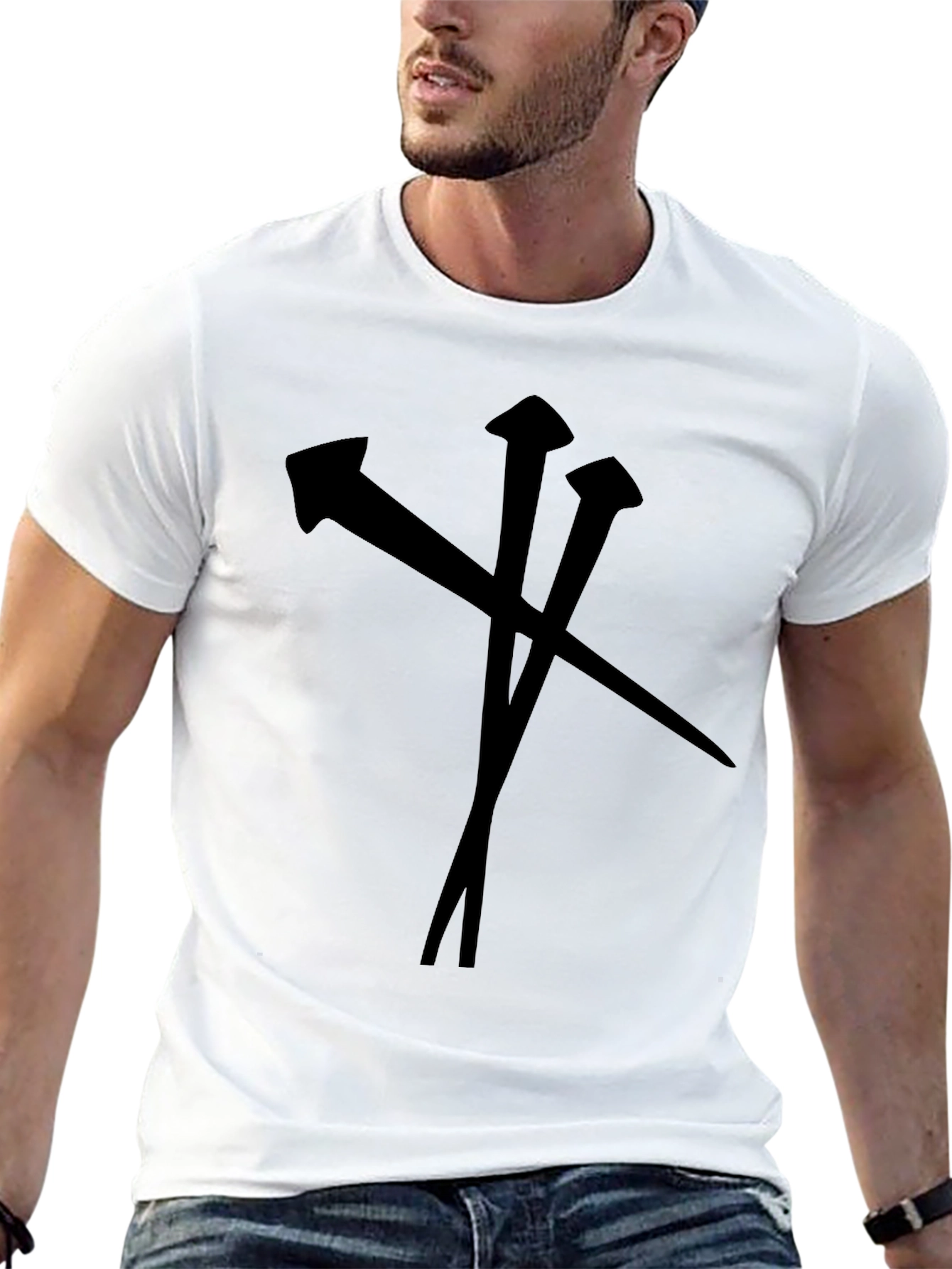 Black T-Shirt with Nail Graphic