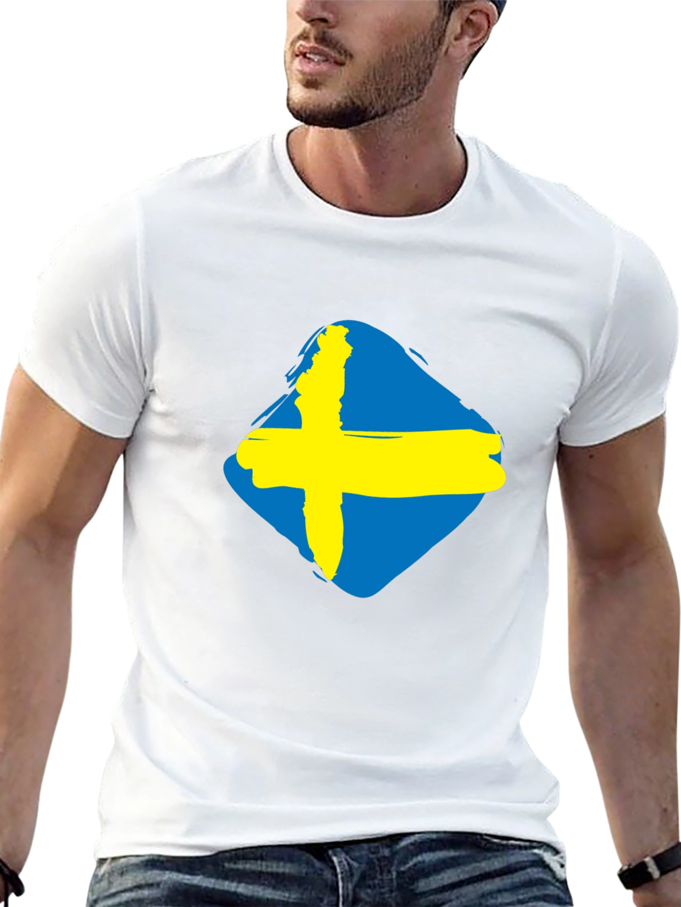 Swedish Flag Graphic Tee - Distressed Style