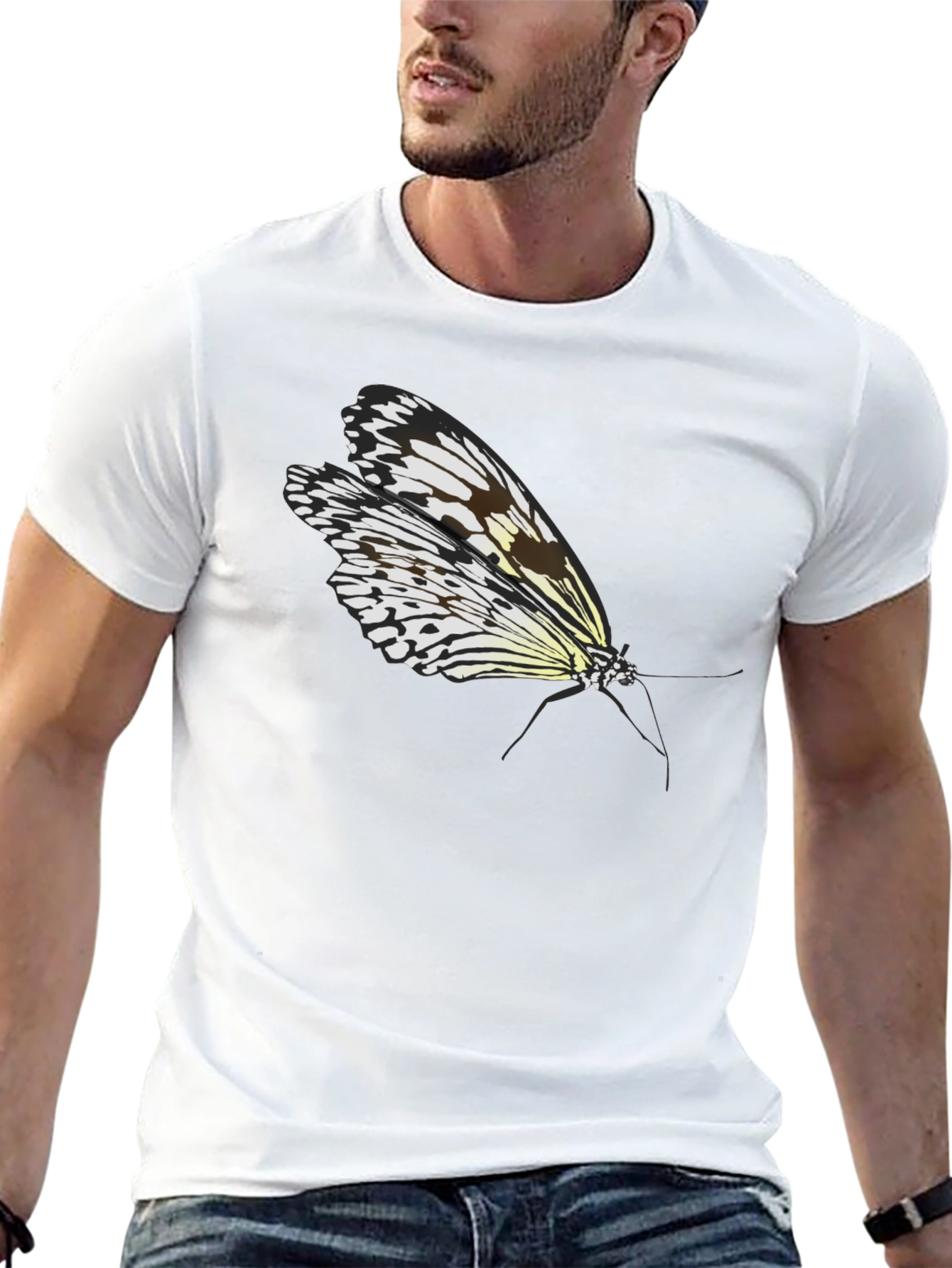 Butterfly Graphic Tee - Black Cotton T-Shirt