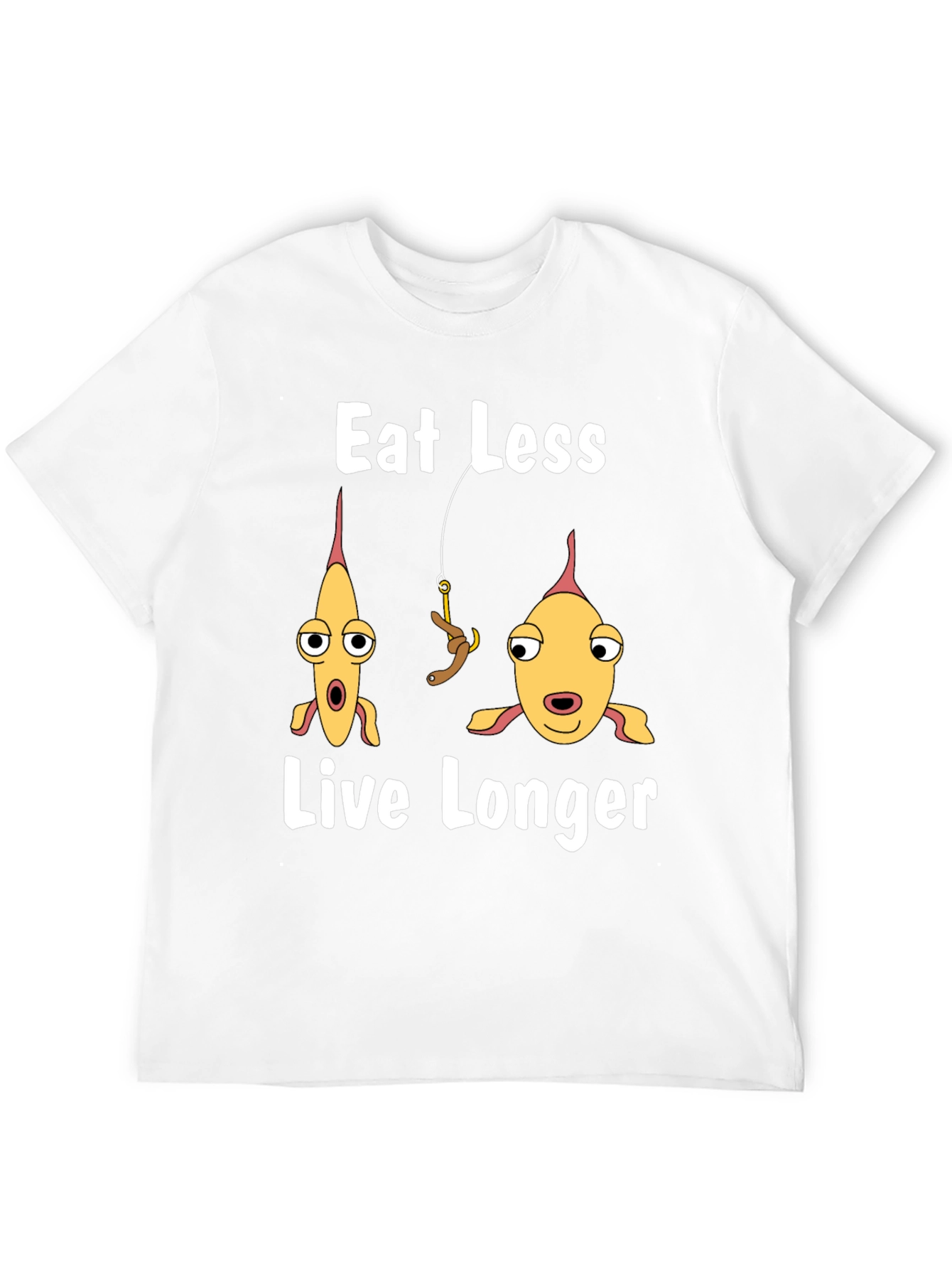 Eat Less Live Longer Funny Fish Graphic T-Shirt