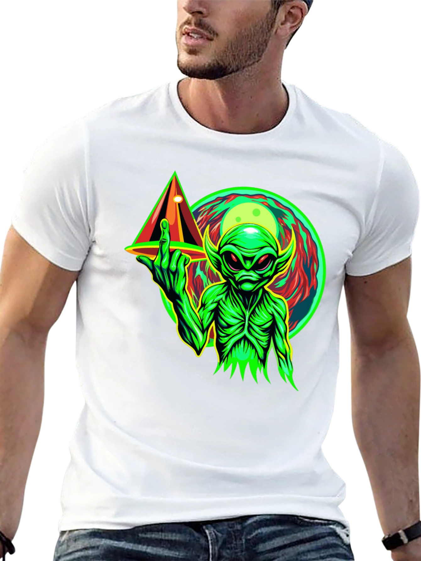 Alien Middle Finger T-Shirt - Black Graphic Tee