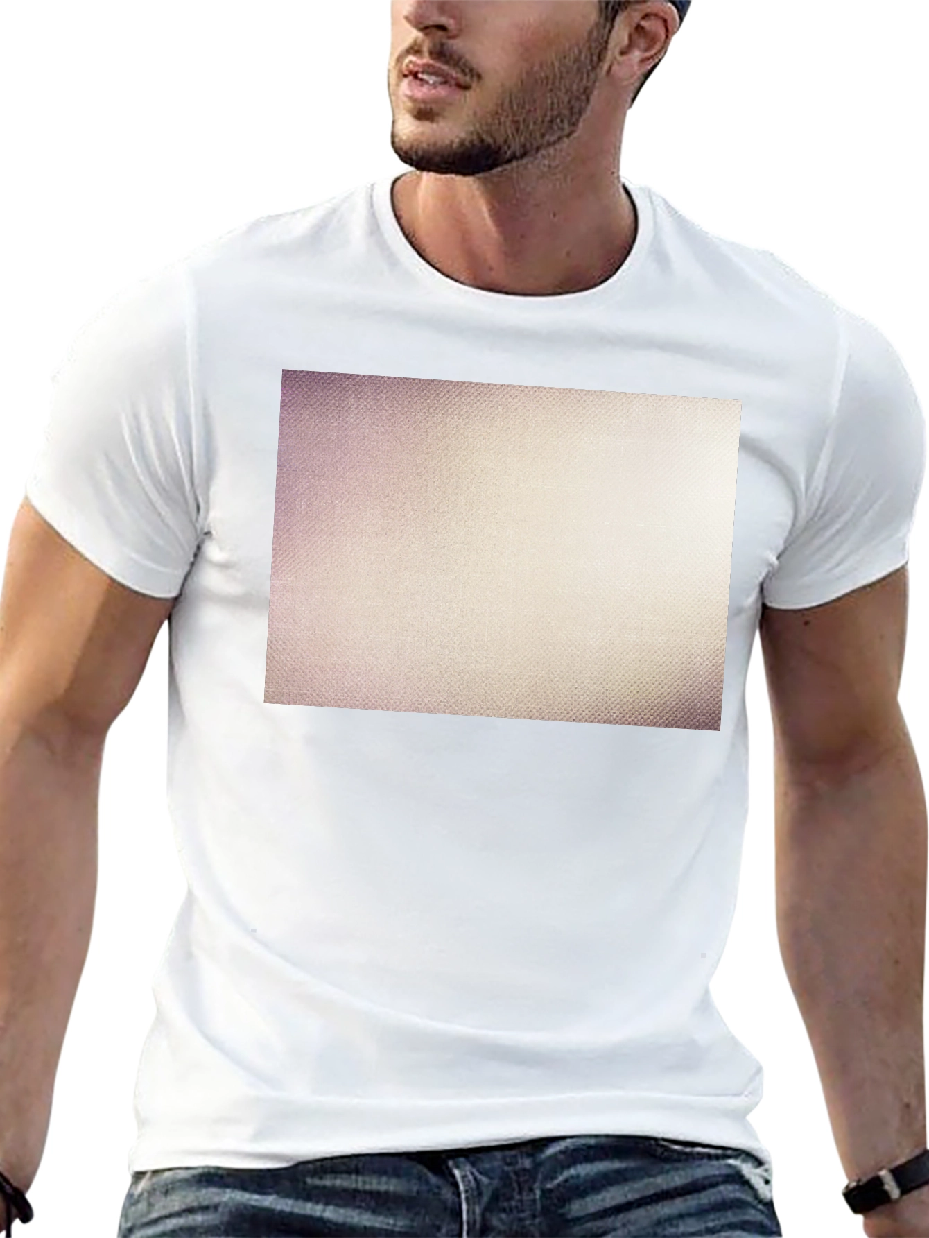 Mens Black Crew Neck T-Shirt with Textured Design