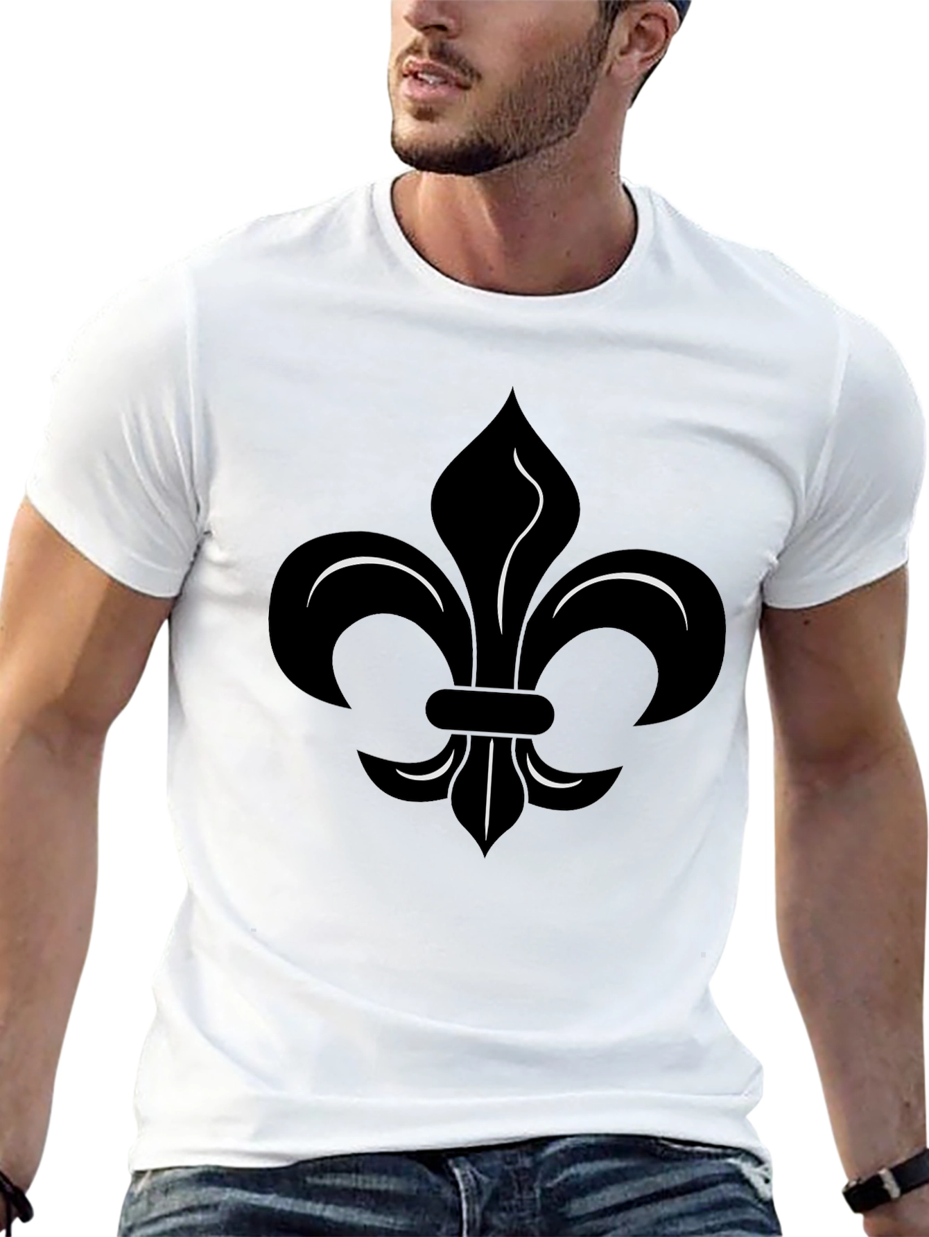 Black Fleur-de-Lis Graphic Tee - Stylish Menswear