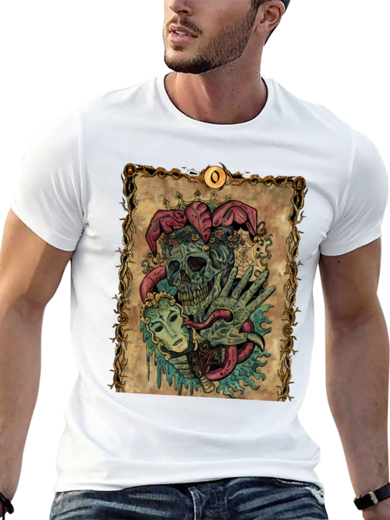 Jester Skull Graphic Tee - Mens Black T-Shirt