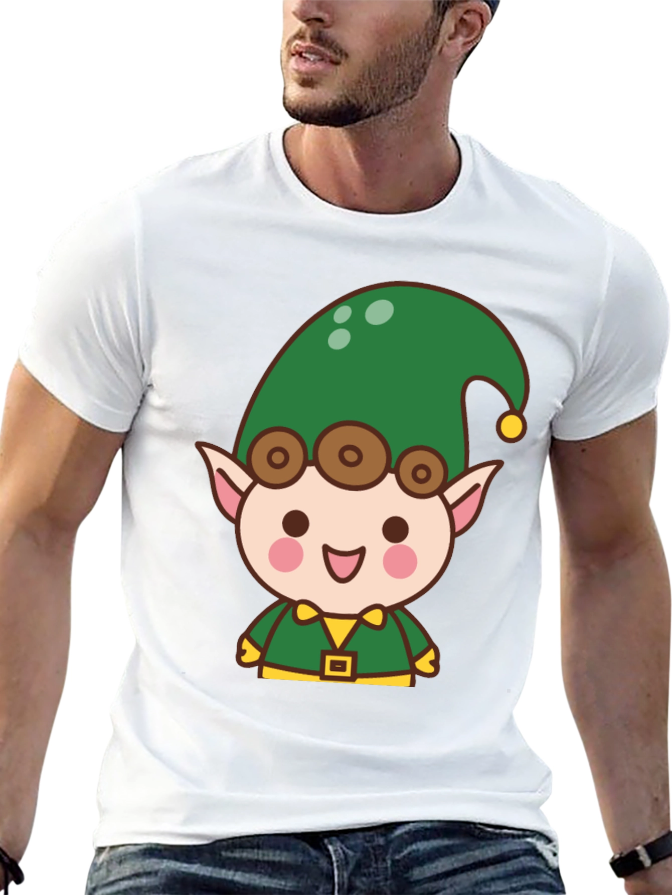 Cute Elf Cartoon T-Shirt - Holiday Fun