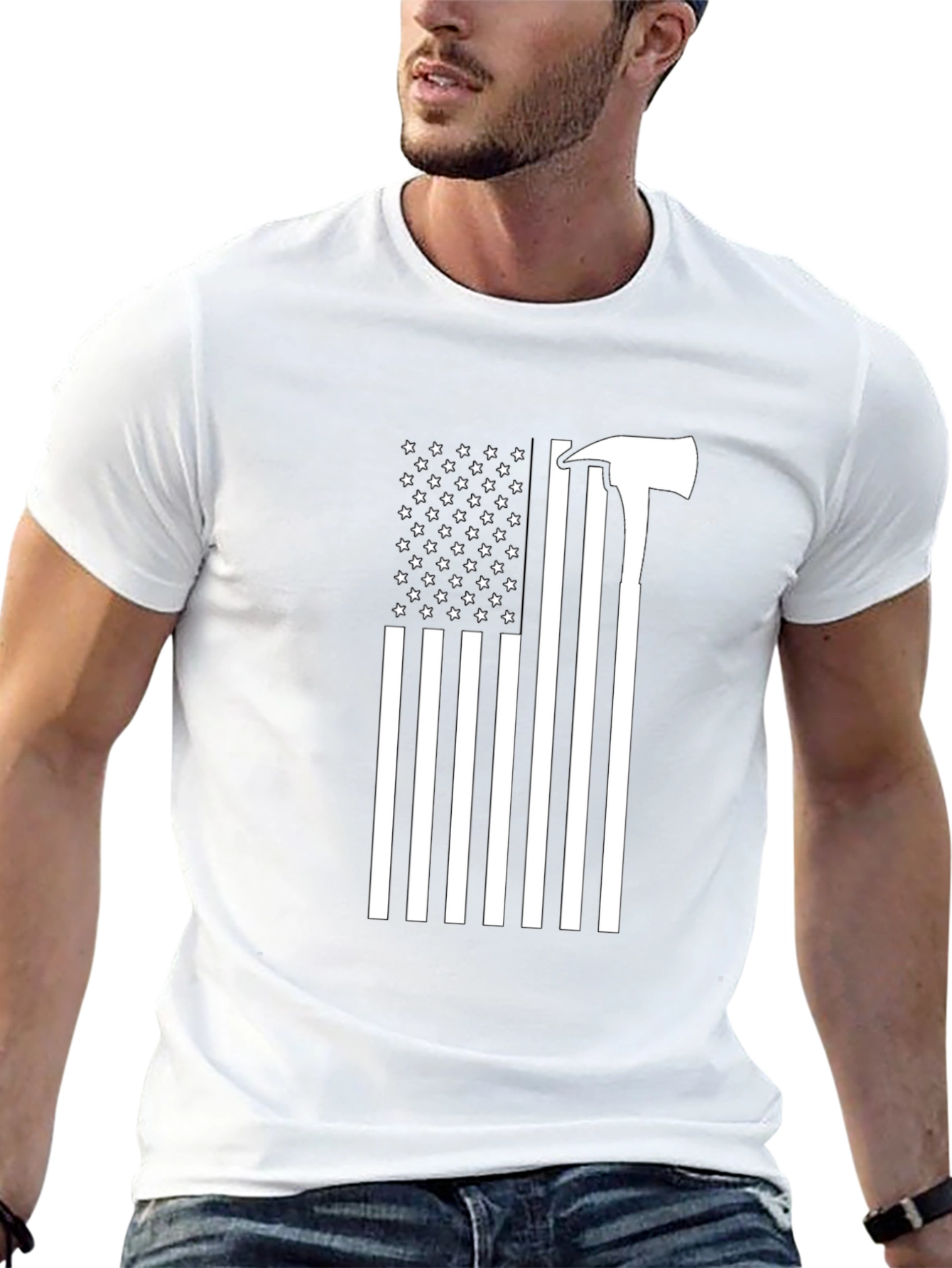 Firefighter Axe American Flag T-Shirt