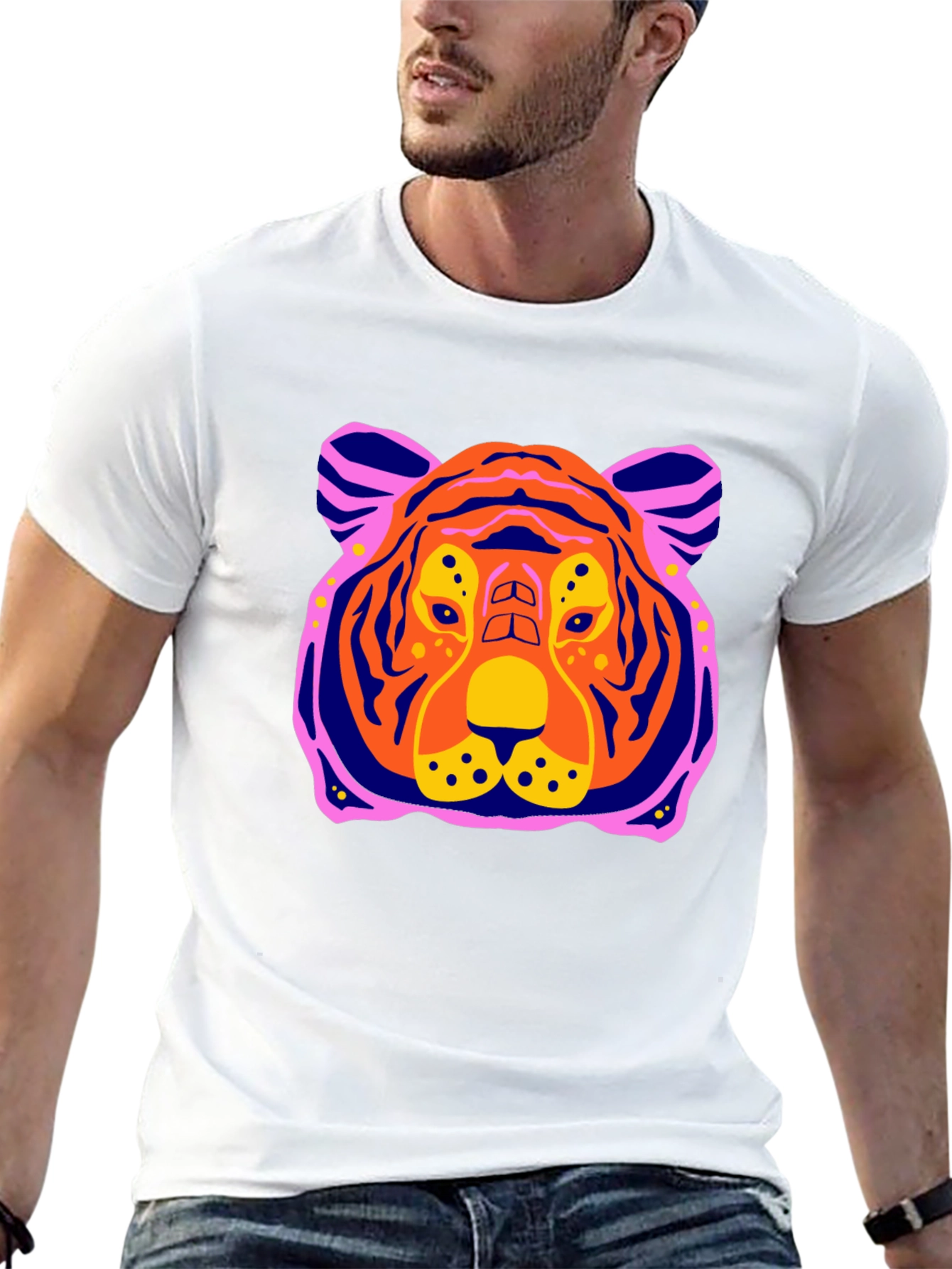 Vibrant Tiger Graphic Tee - Mens Black T-Shirt
