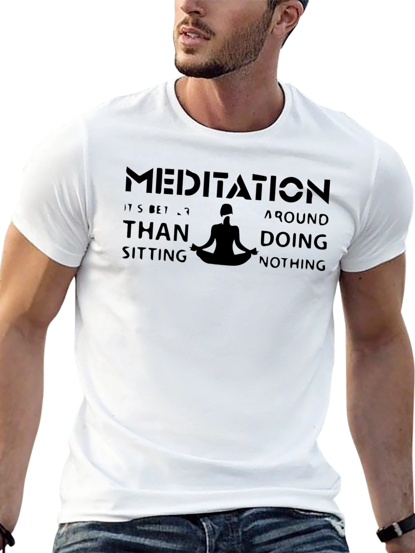 Meditate T-Shirt - Black Graphic Tee for Men