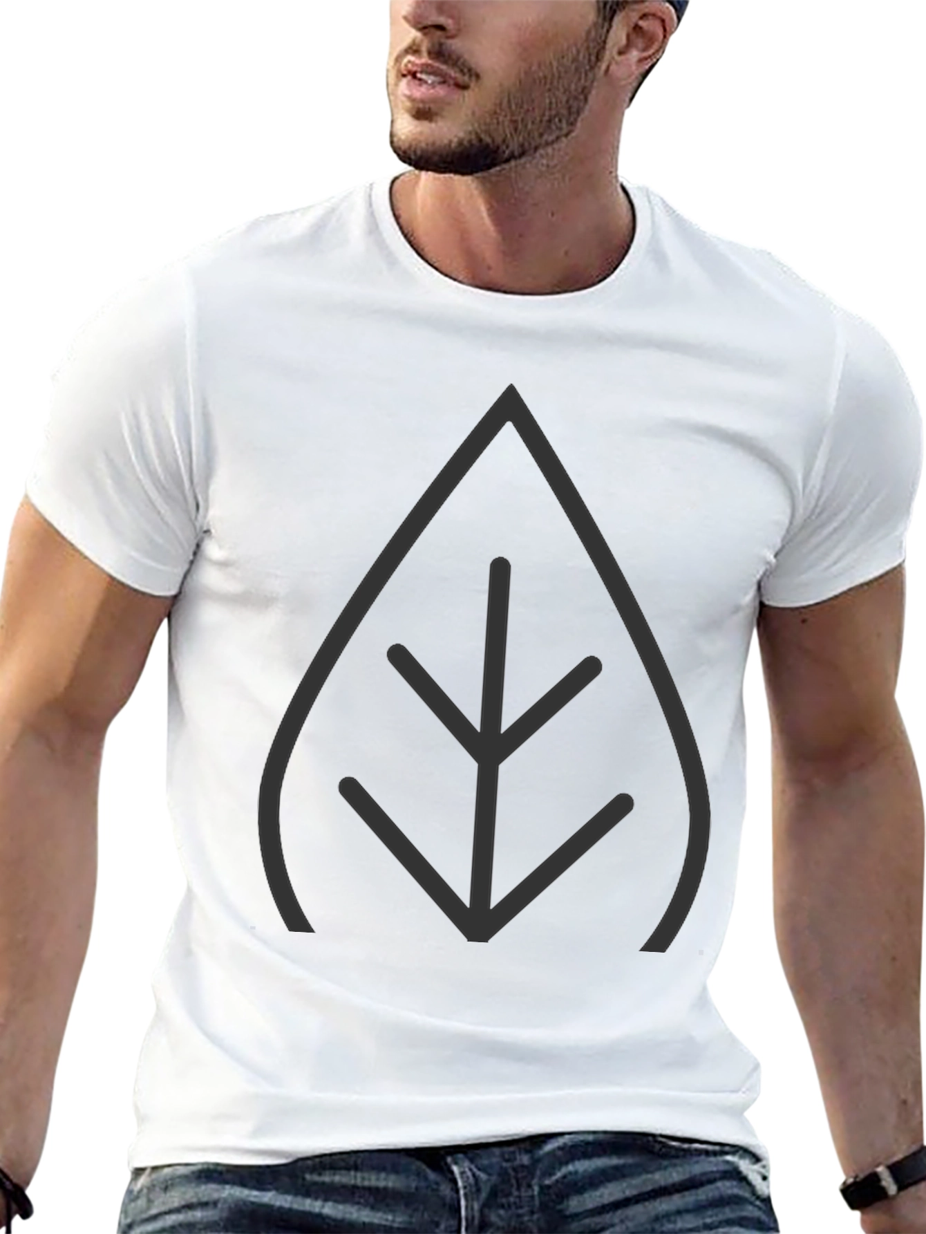Modern Leaf Graphic T-Shirt - Black