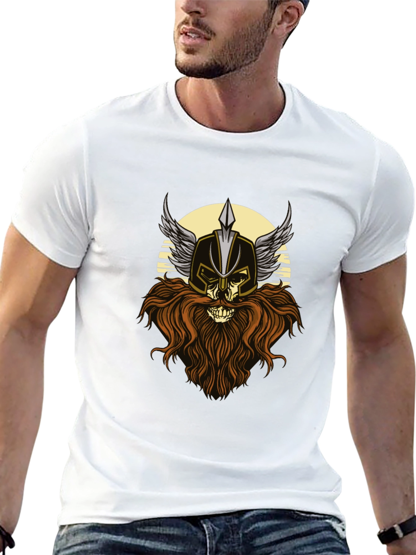 Viking Skull Graphic Tee - Black