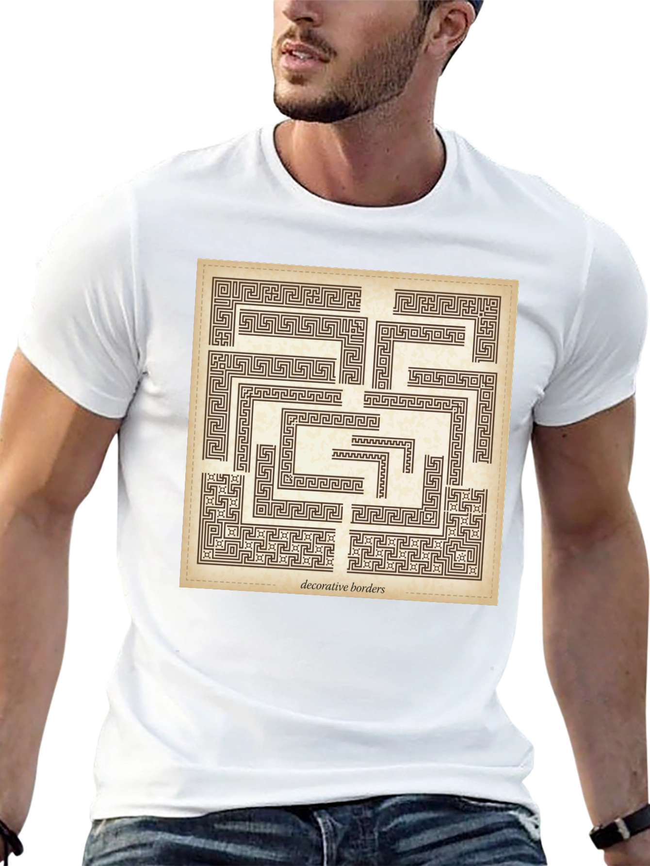 Maze Graphic Print Black Crew Neck Tee