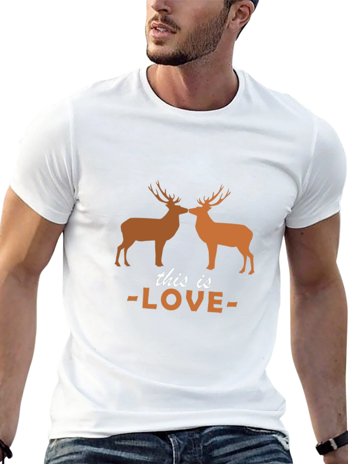 Deer Love Graphic Tee - Black Cotton T-Shirt
