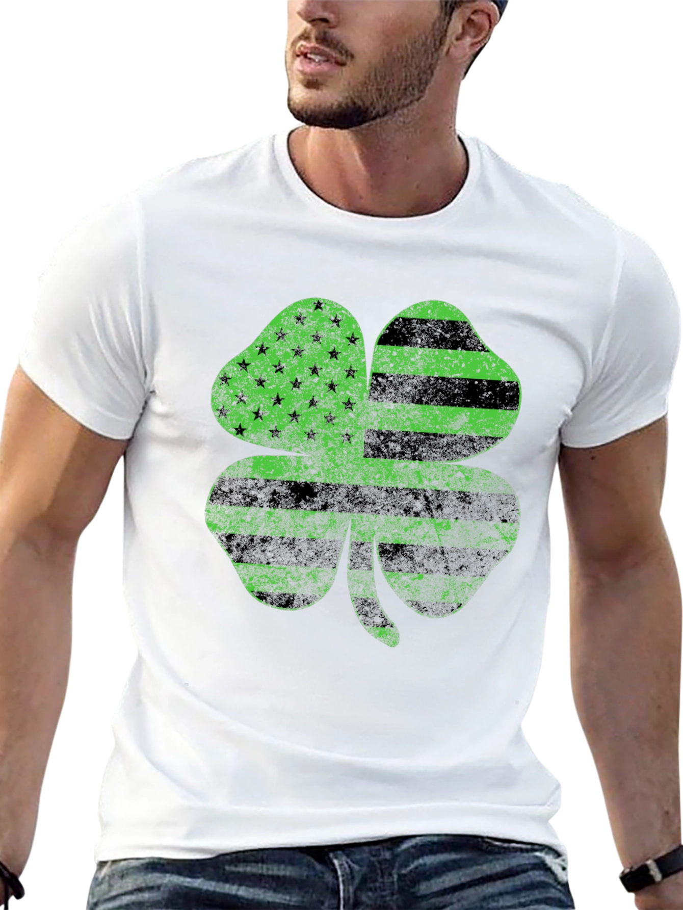 Irish American Flag Shamrock Graphic Tee