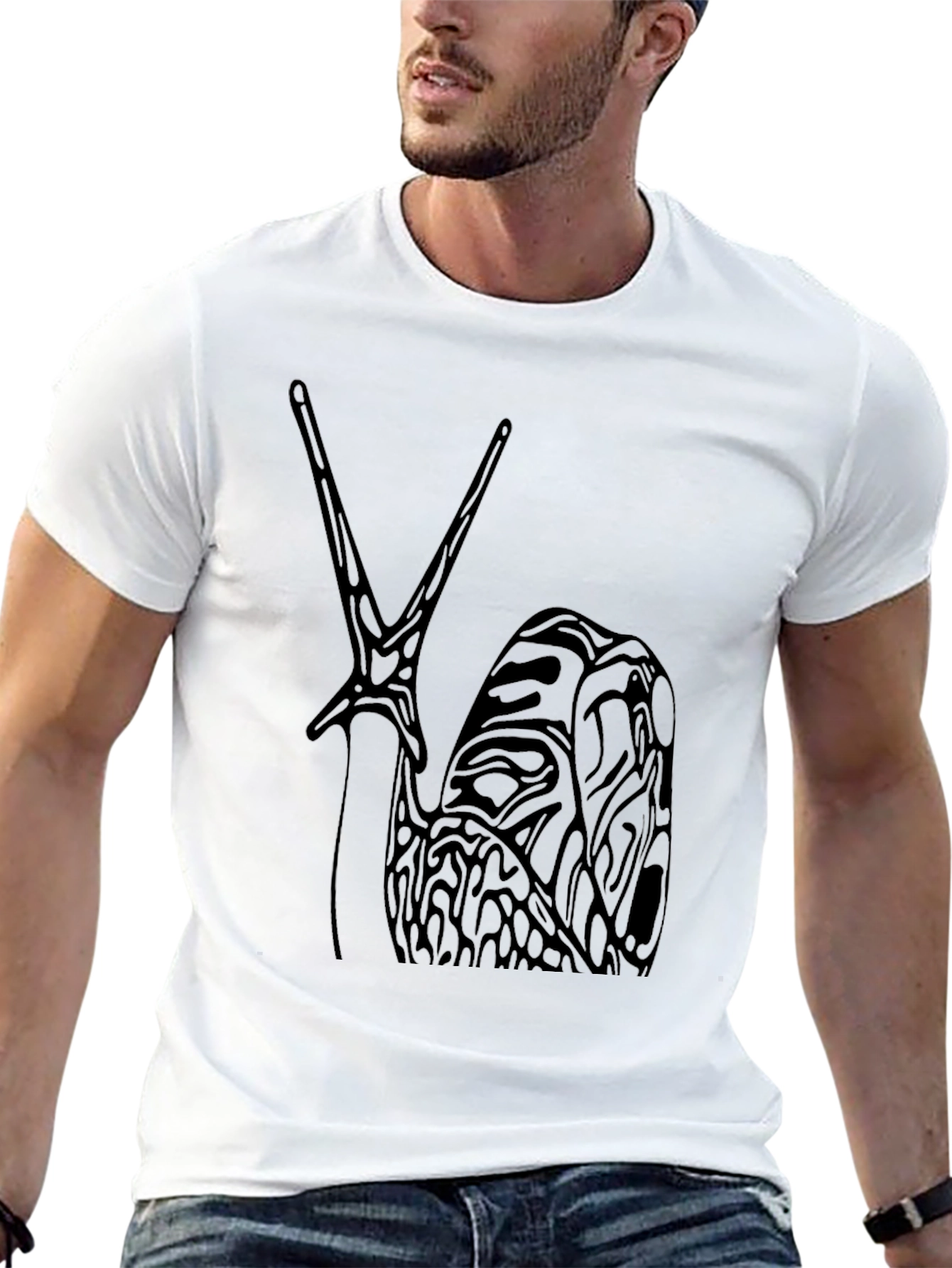 Unique Snail Graphic Tee - Black