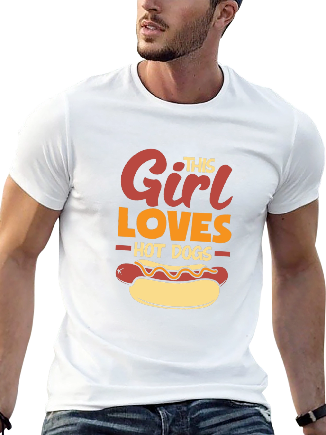 Girl Loves Hot Dogs Graphic Tee - Black T-Shirt