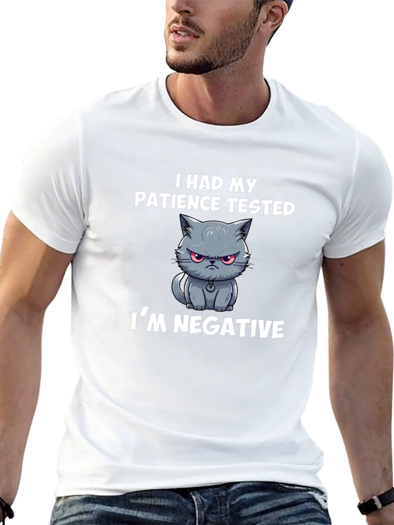 Funny Cat Patience Tested Mens T-Shirt