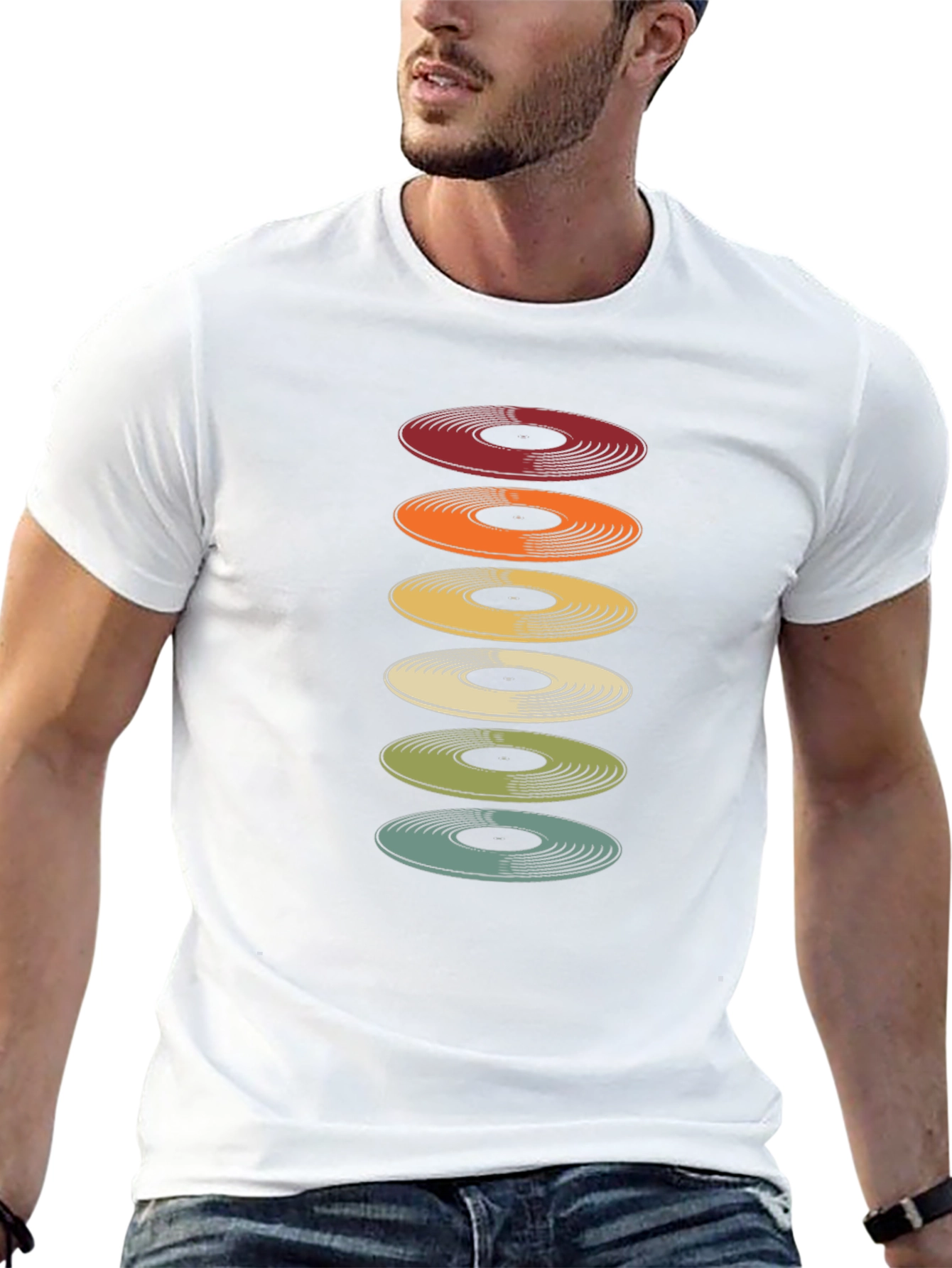 Retro Stacked Vinyl Record Graphic Tee