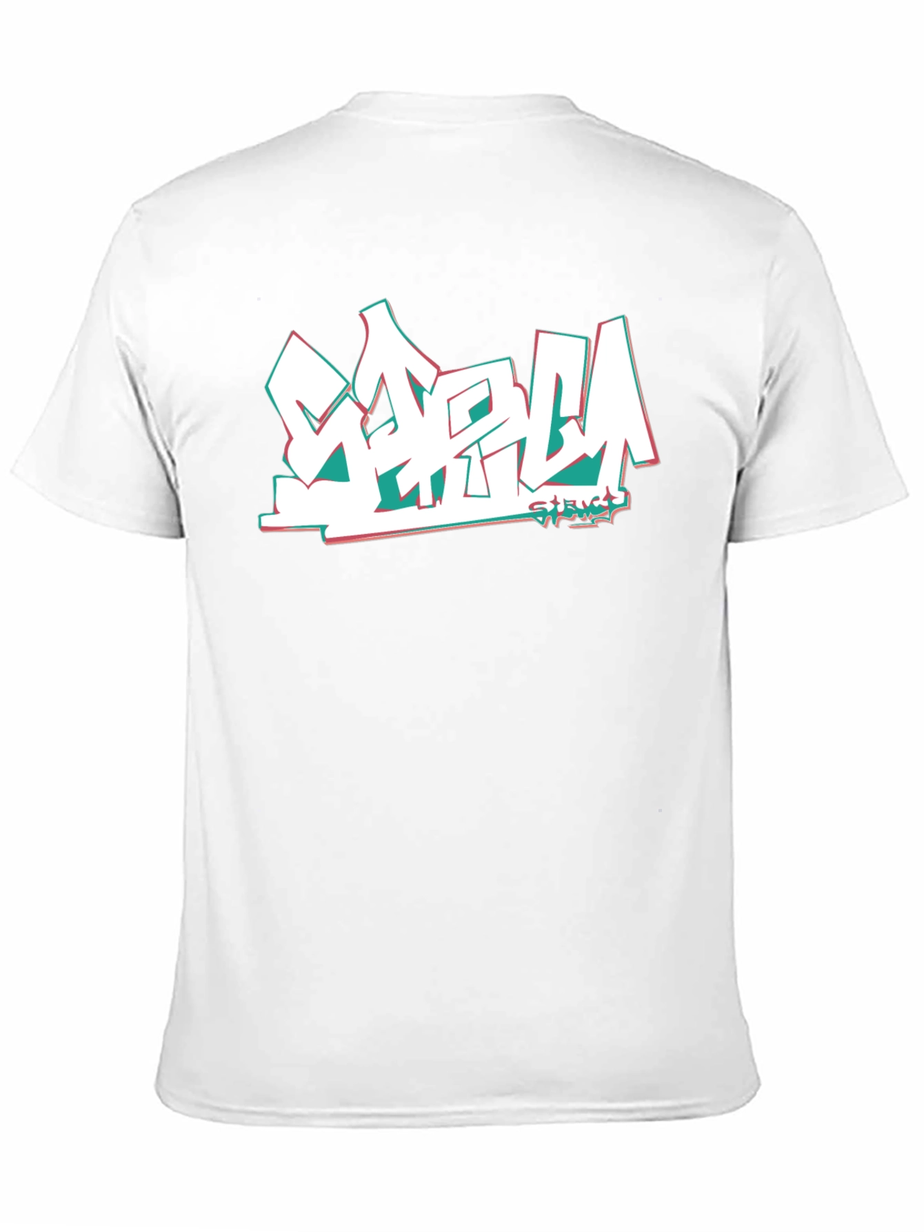 Stylish Black Tee with Graffiti-Style Graphic Print