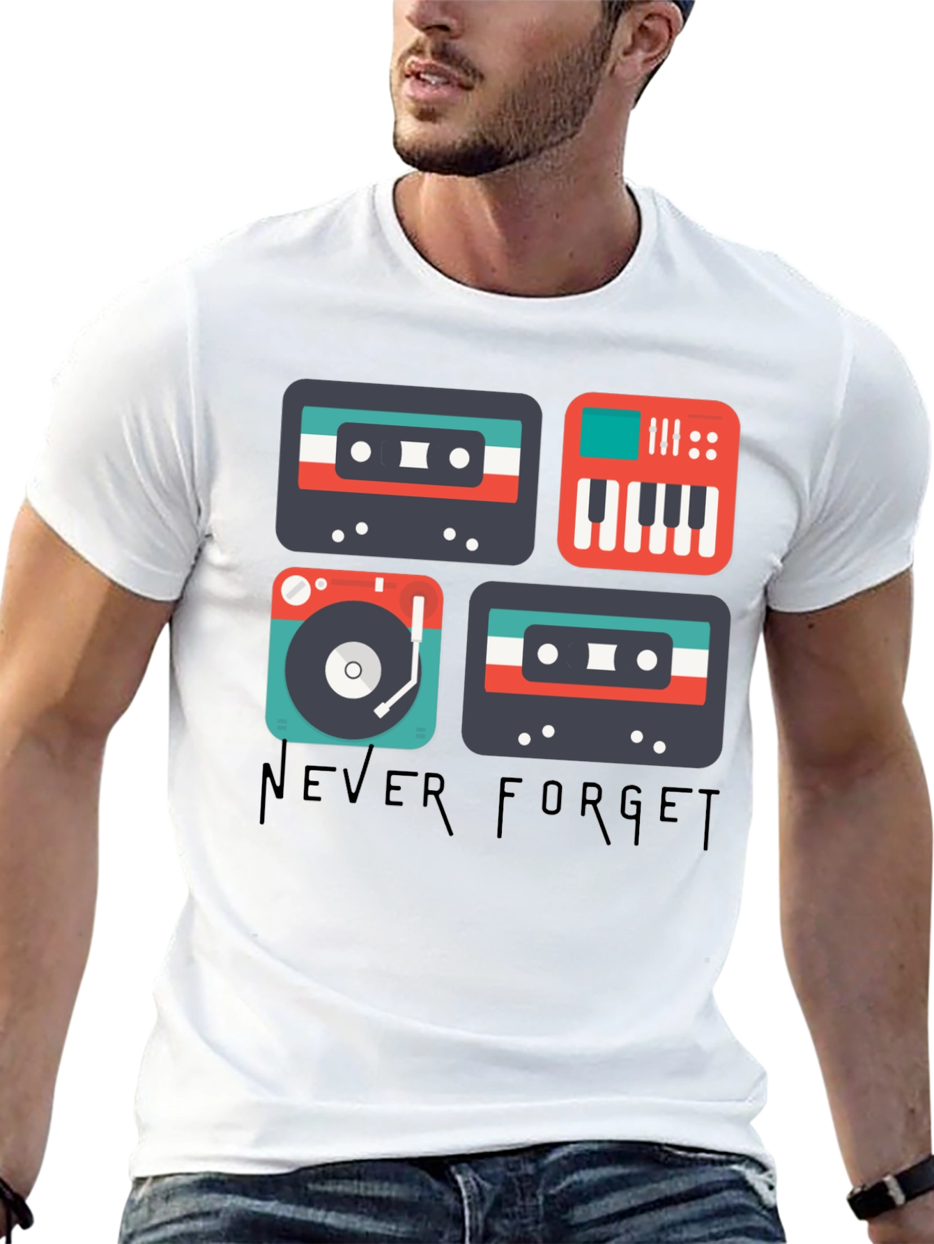 Retro Music T-Shirt - Never Forget Classic Sounds