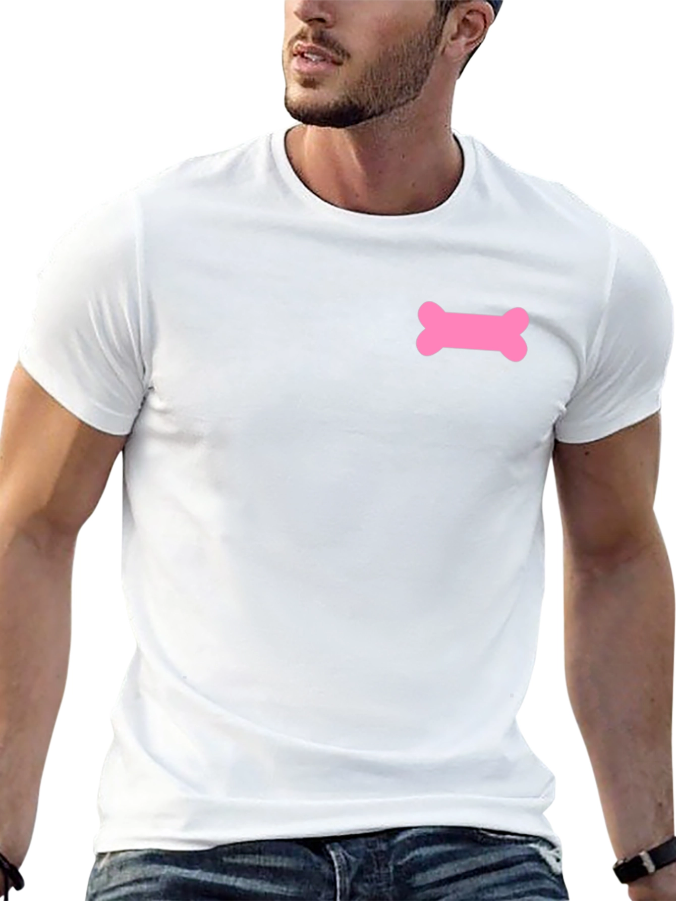 Pink Bone Graphic Black T-Shirt