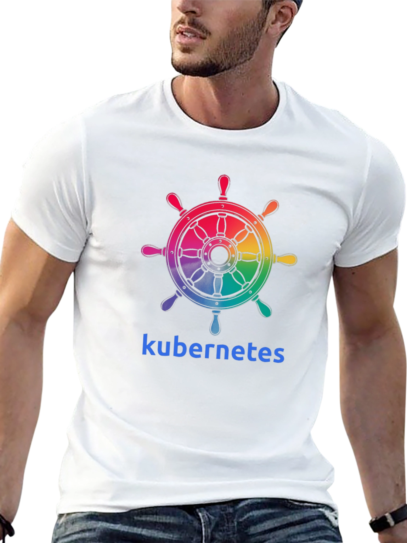 Kubernetes Rainbow Ship Wheel T-Shirt