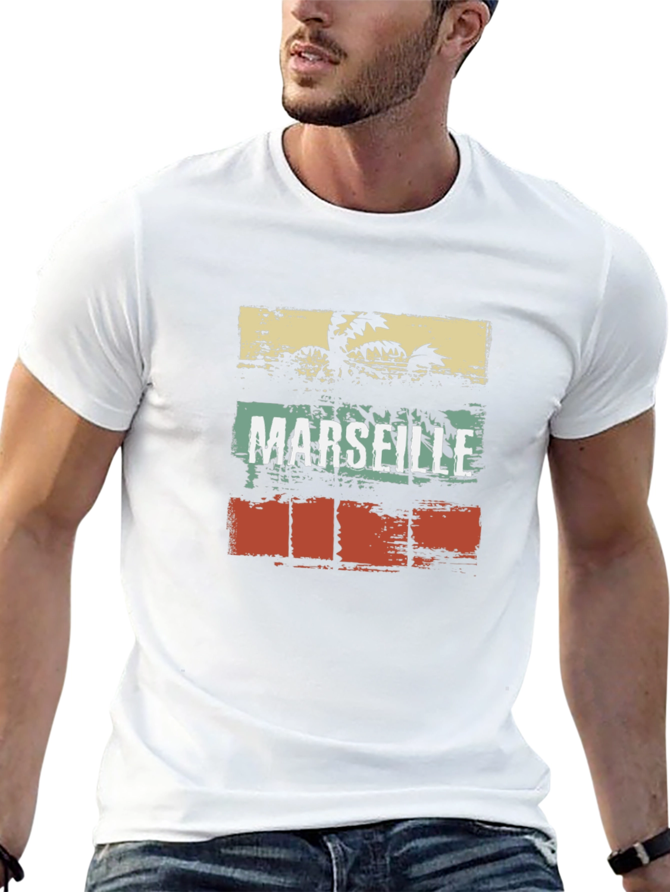 Marseille Palm Tee - Retro Style Black T-Shirt