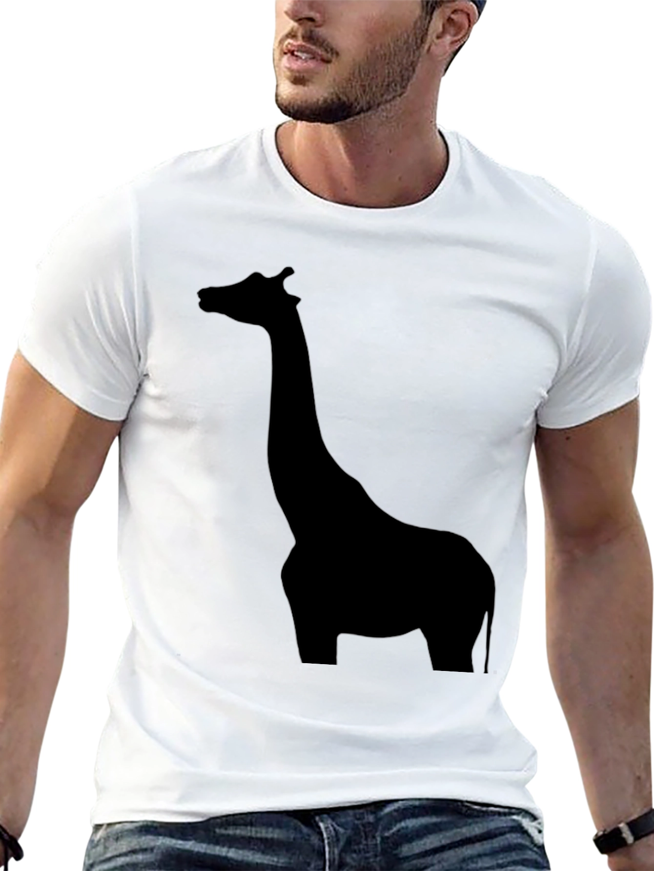 Giraffe Silhouette Tee - Black Graphic Print Shirt