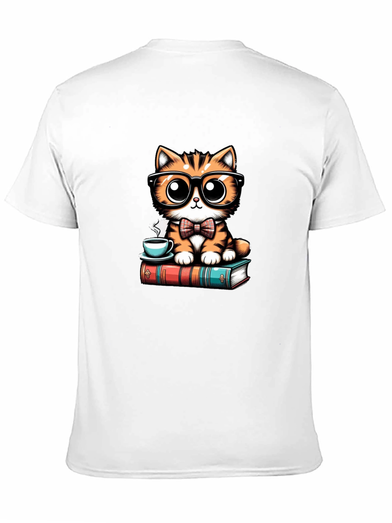 Cute Cat With Glasses Black T-Shirt